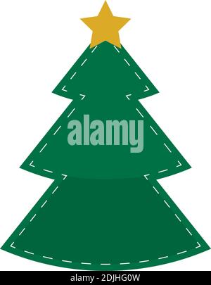 happy merry christmas pine tree with star silhouette icon vector illustration design Stock Vector