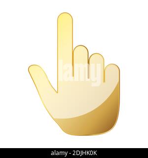 Cursor icon. Gold vector illustration. Gold cursor icon on white background. Hand icon Stock Vector