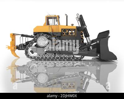 Bulldozer side view isolated on white background Stock Photo - Alamy