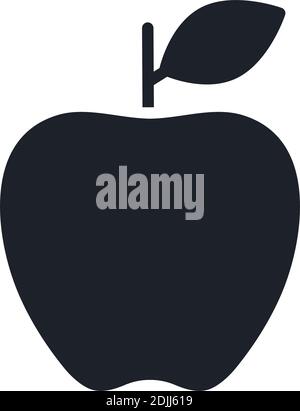 Apple icon. Black isolated silhouette. Fill solid icon. Modern minimalistic design. Vector illustration. Fruits Stock Vector