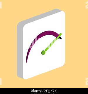 tachometer Simple vector icon. Illustration symbol design template for web mobile UI element. Perfect color isometric pictogram on 3d white square. ta Stock Vector