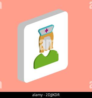 Nurse Simple vector icon. Illustration symbol design template for web mobile UI element. Perfect color isometric pictogram on 3d white square. Nurse i Stock Vector