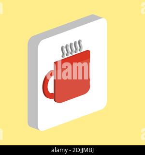 Hot cup Simple vector icon. Illustration symbol design template for web mobile UI element. Perfect color isometric pictogram on 3d white square. Hot c Stock Vector