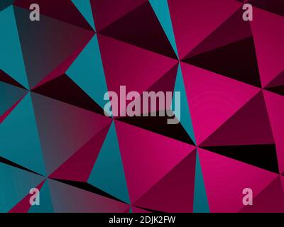 Abstract geometric pattern, parametric structure of blue pink pyramids, 3d rendering illustration Stock Photo