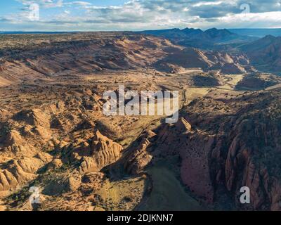 Aerial view of the Beautiful landscape around Vermilion Cliffs National Monument at Utah Stock Photo