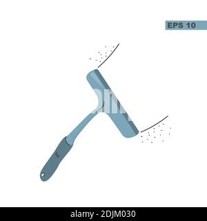 Glass cleaner. Brush for windows and glass in a car. Vector flat illustration isolated on white background. Stock Vector