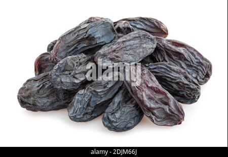 black raisins path isolated on white Stock Photo