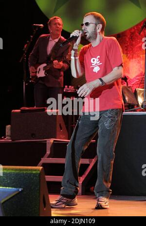 Ringo Starr and the latest edition of his All Star Band -- (Billy Squier, Richard Marx, Rod Argent, Hamish Stuart, Edgar Winter and Sheila E) perform at the at the Mizner Amphitheater in Boca Raton FL. 07/08/06 Stock Photo