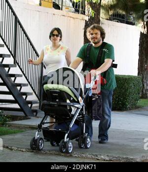 Exclusive!! Jack Black plays Mr Mom as he and wife Tanya take 2 month old  son Samuel Jason for a stroll around the neighbourhood in Beverly Hills,  Ca, 8/5/06 Stock Photo - Alamy