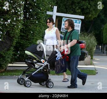 Exclusive!! Jack Black plays Mr Mom as he and wife Tanya take 2 month old  son Samuel Jason for a stroll around the neighbourhood in Beverly Hills,  Ca, 8/5/06 Stock Photo - Alamy