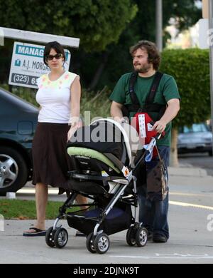 Exclusive!! Jack Black plays Mr Mom as he and wife Tanya take 2 month old  son Samuel Jason for a stroll around the neighbourhood in Beverly Hills,  Ca, 8/5/06 Stock Photo - Alamy