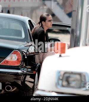 Exclusive!! Matt Damon brings his family along to the set of Oceans Thirteen filming in Los Angeles, Ca. including his 2 month old daughter Isabella. 8/24/06 Stock Photo