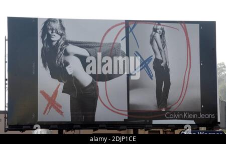 Kate Moss' Calvin Klein ad overlooking Sunset Blvd in Los Angeles, Ca. 8/31/06 Stock Photo