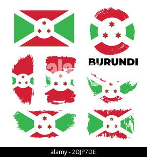 national flag of Burundi in the original colours and proportions Stock Vector