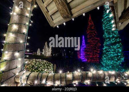 Christmas Lights Display on The Village Green, Cashiers, North Carolina, USA Stock Photo