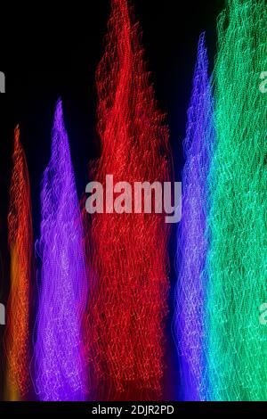 Abstract Colorful Christmas Tree Lights - The Village Green, Cashiers, North Carolina, USA Stock Photo