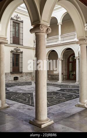 courtyard of the 16th century palace of the Marquis of Villena in the Plaza de San Pablo in the city of Valladolid, Castile and Leon, Spain Stock Photo