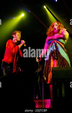 Scissor Sisters Jake Shears and Ana Matronic performing at Wembley Arena, Wembley UK 11/24/2006. all Stock Photo