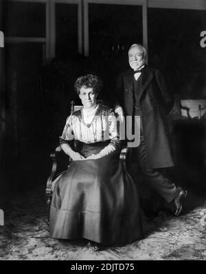 Andrew Carnegie (1835-1919) Scottish-American Industrialist and Philanthropist, with his wife Louise Whitfield Carnegie (1857-1946), Full-Length Portrait, photo by Frederic Bulkeley Hyde, 1908 Stock Photo