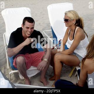 Steve-O shows of his tattoos on the beach in Miami, Fl. 12/30/06 Stock Photo
