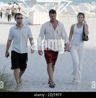 Lance Bass and sometimes boyfriend  Reichen Lehmkuhl hang out on the beach before New Year's Eve celebrations on Miami Beach in Fl. 12/31/06 Stock Photo