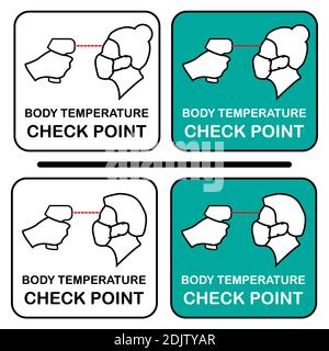 Set of Covid-19 body temperature check point icon design man and woman editable vector illustration Stock Photo