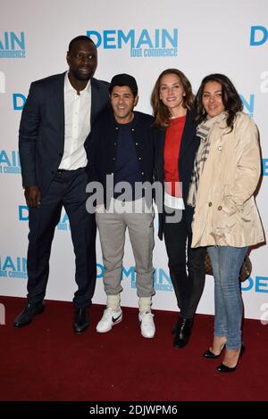 Omar Sy, Melissa Theuriau, Jamel Debbouze attending the Demain Tout Commence Paris Premiere at Cinema Le Grand Rex in Paris, France, on November 28, 2016. Photo by Alban Wyters/ABACAPRESS.COM Stock Photo