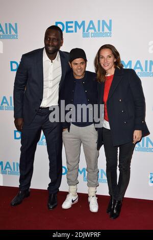 Omar Sy, Melissa Theuriau, Jamel Debbouze attending the Demain Tout Commence Paris Premiere at Cinema Le Grand Rex in Paris, France, on November 28, 2016. Photo by Alban Wyters/ABACAPRESS.COM Stock Photo