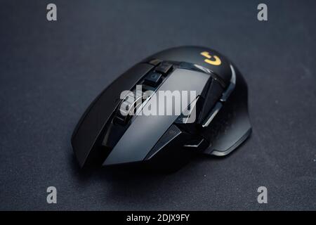 17 November 2020- Bucharest, Romania. The gaming mouse from Logitech G502 on display showing all the features Stock Photo