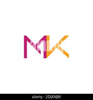 letter mk simple geometric colorful line symbol vector Stock Vector