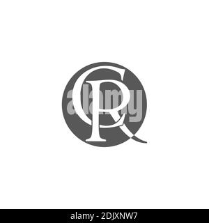 letter cr negative space circle logo vector Stock Vector