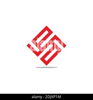 letter pd abstract square geometric square shadow logo vector Stock Vector