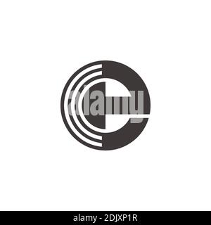 letter e geometric circle signal stripes shape logo vector Stock Vector