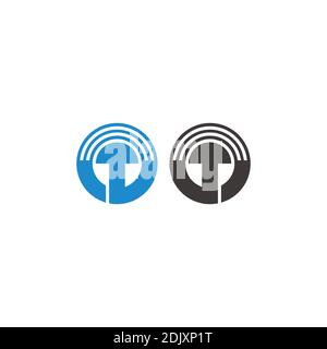 radio signal stripes geometric circle symbol logo vector Stock Vector