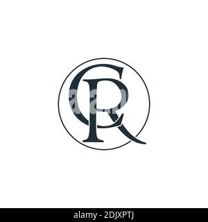 letter cr simple linked circle flat design logo vector Stock Vector