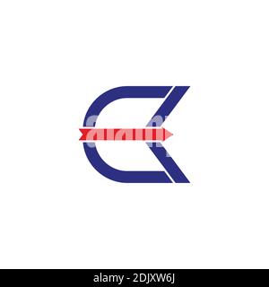 letter ck abstract bow arrow simple geometric logo vector Stock Vector