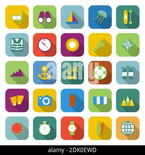 Diving color icons with long shadow, stock vetor Stock Vector