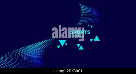 Modern colored poster for sports. Wave with dots created using blend tool - Vector Illustration Stock Vector