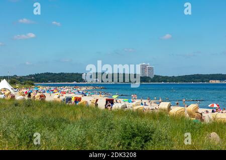 Germany, Schleswig-Holstein, Niendorf, View over the beach towards Timmendorfer Strand Stock Photo