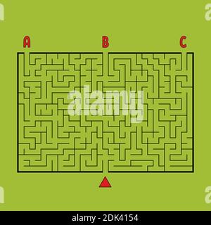 Abstract rectangular large maze. Game for kids and adults. Puzzle for children. Find the right way out. Labyrinth conundrum. Flat vector illustration. Stock Vector