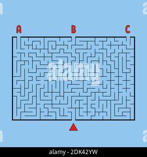 Abstract rectangular large maze. Game for kids and adults. Puzzle for children. Find the right way out. Labyrinth conundrum. Flat vector illustration. Stock Vector