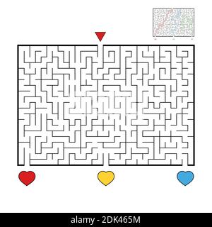 Abstract rectangular large maze. Game for kids and adults. Puzzle for children. Find the right way out. Labyrinth conundrum. Flat vector illustration. Stock Vector