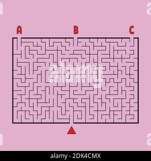 Abstract rectangular large maze. Game for kids and adults. Puzzle for children. Find the right way out. Labyrinth conundrum. Flat vector illustration. Stock Vector