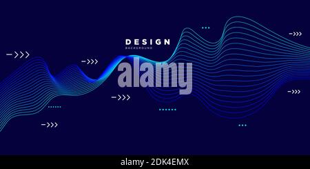 Abstract template background with wave design. Digital frequency track equalizer. Stylized line art background. Wave with dots created using blend too Stock Vector