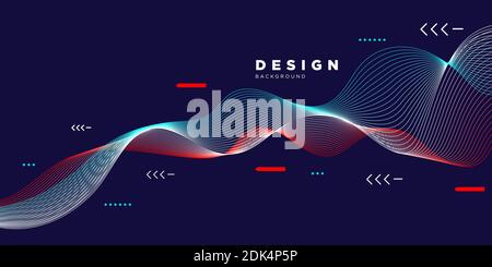 Abstract template background with wave design. Digital frequency track equalizer. Stylized line art background. Wave with dots created using blend too Stock Vector