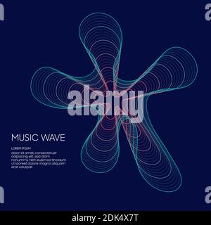 Vector abstract background with a colored dynamic waves, line and particles. Illustration suitable for design Stock Vector