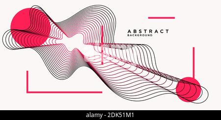 Abstract background with dynamic linear waves. Vector illustration in flat minimalist style Stock Vector