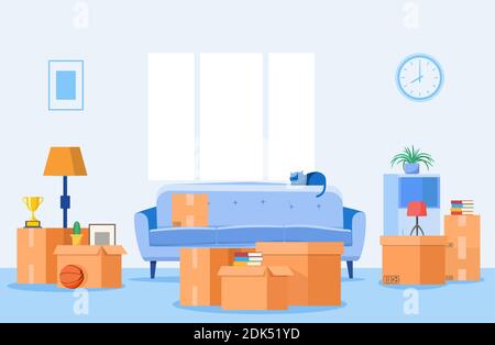 Moving concept of home interior Stock Vector