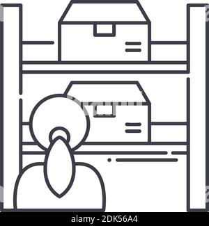 Inventory icon, linear isolated illustration, thin line vector, web design sign, outline concept symbol with editable stroke on white background. Stock Vector