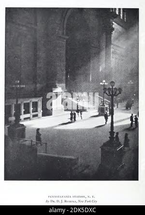 Vintage photograph of Pennsylvania Station, New York, USA by Czech-American photographer D.J.Ruzicka. Atmospheric photograph from the early 1900's Stock Photo